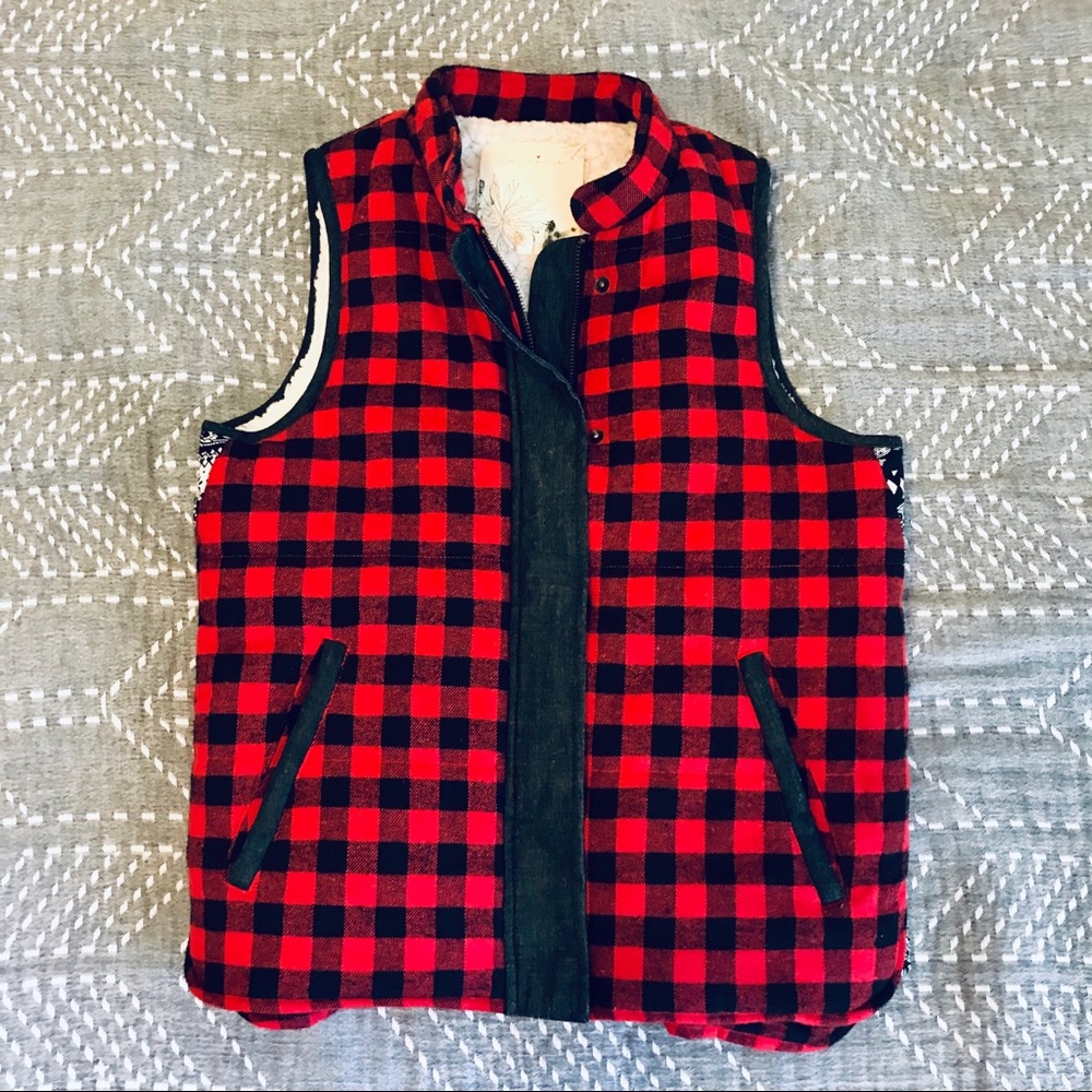 Plaid flannel vest